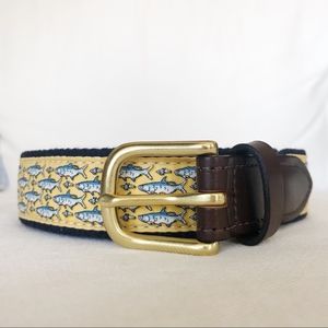 NWOT Vineyard Vines Blue Fish Yellow Leather Belt